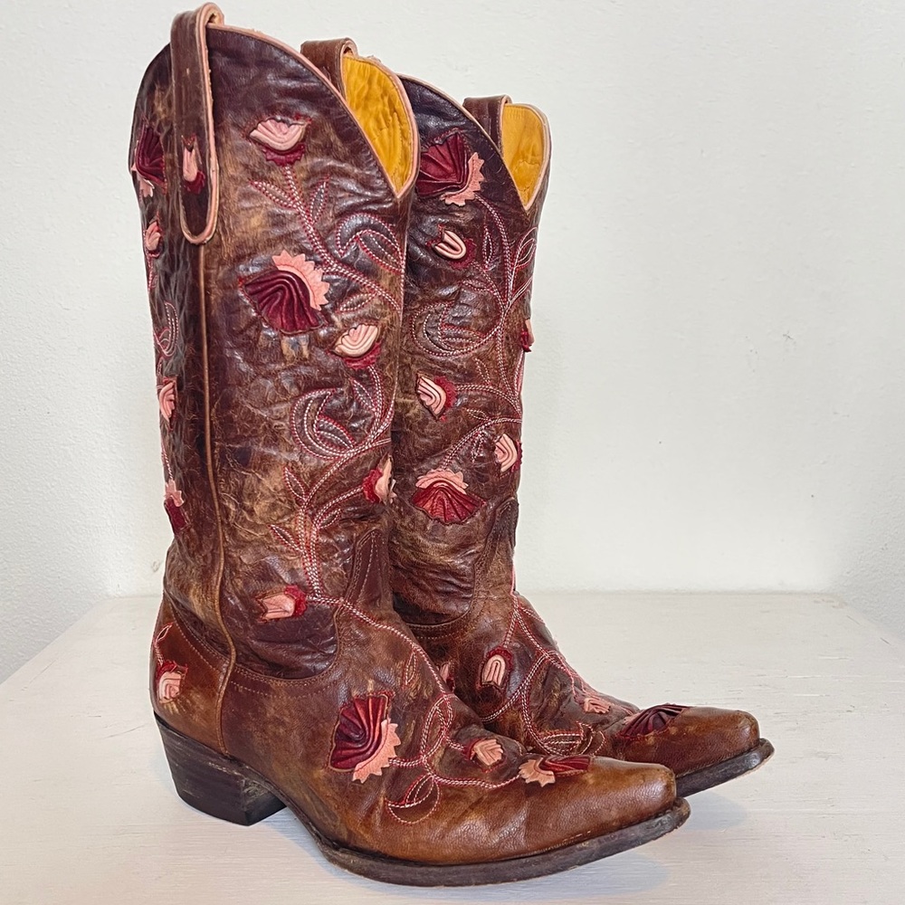 Old Gringo Brown and Pink Heeled Boots